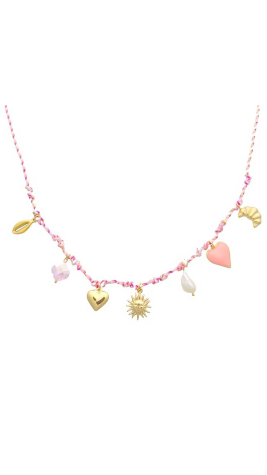 Surfkoord ketting roze