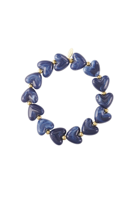 Hartjes armband kralen navy