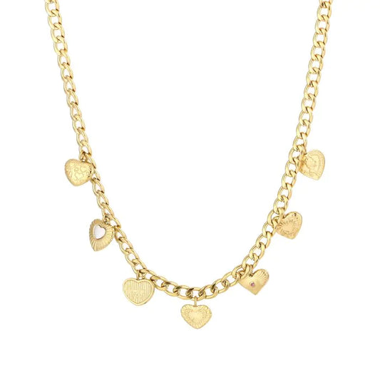 Bedelketting hartjes goud