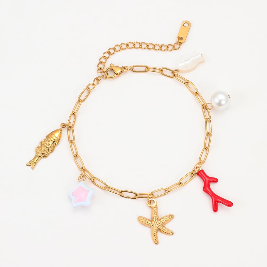 Bedelarmband koraal goud
