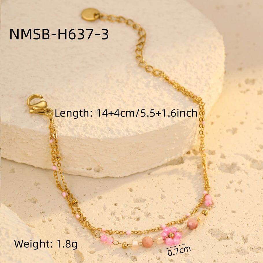 Flower armband roze klein dubbel