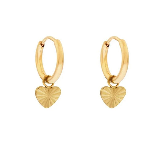 Flamed heart earrings gold