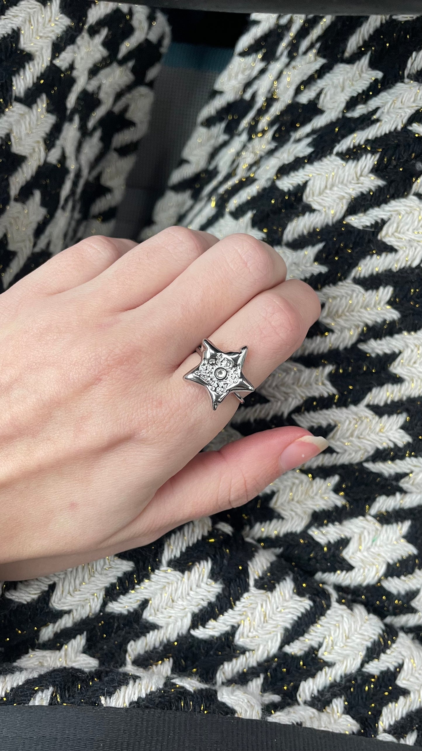Big star ring zilver