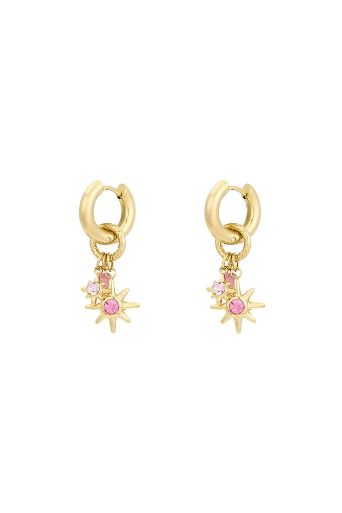 Starlight roze oorbellen goud