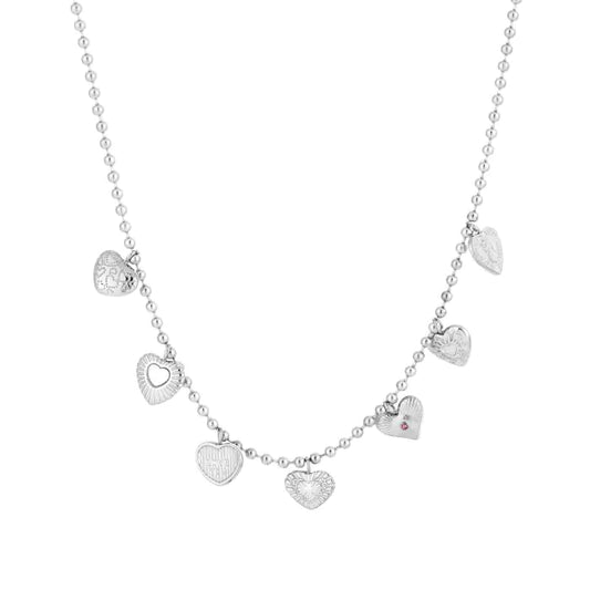 Bedelketting hartjes 2.0 zilver