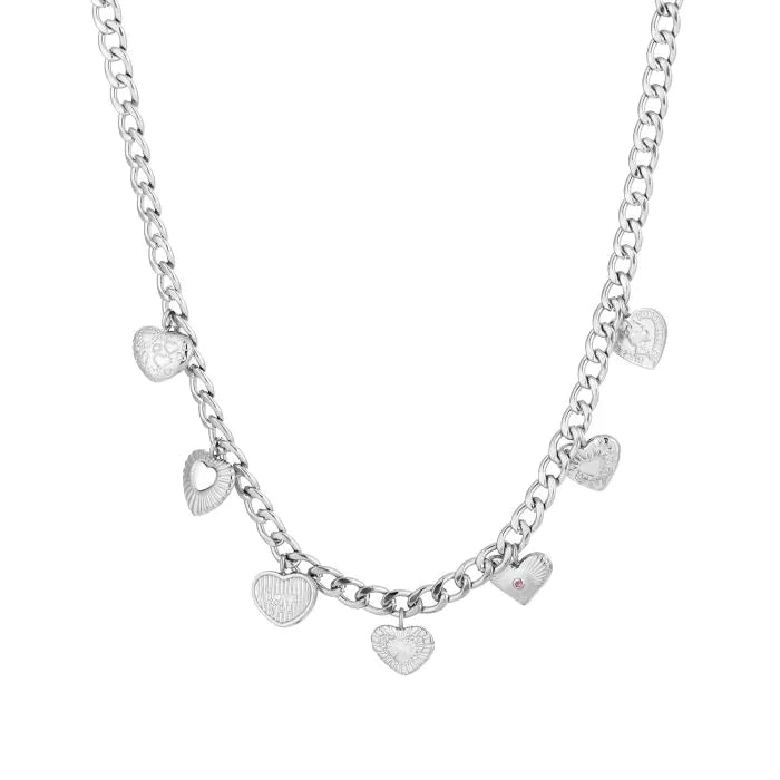 Bedelketting hartjes zilver