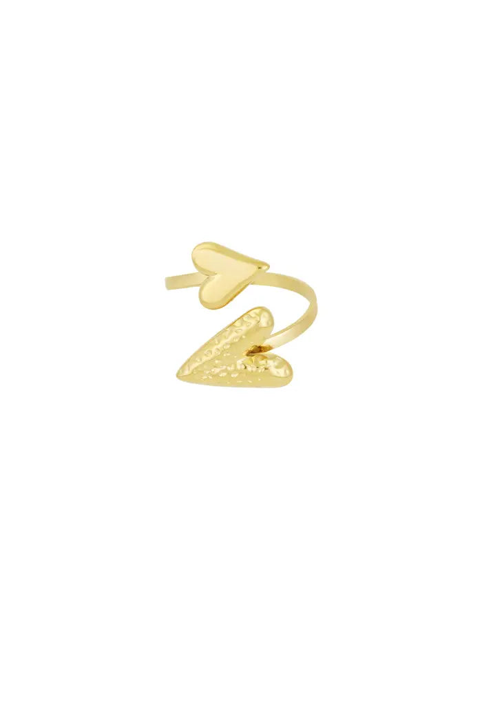 Dubbel hart ring goud