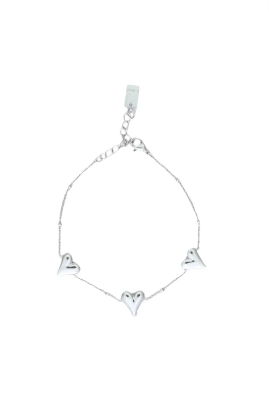 3 hartjes armband zilver