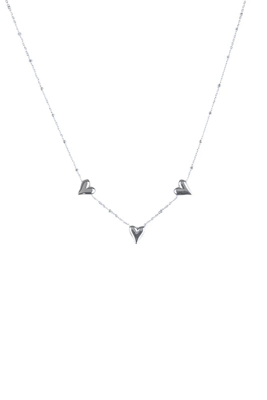 3 hartjes ketting zilver
