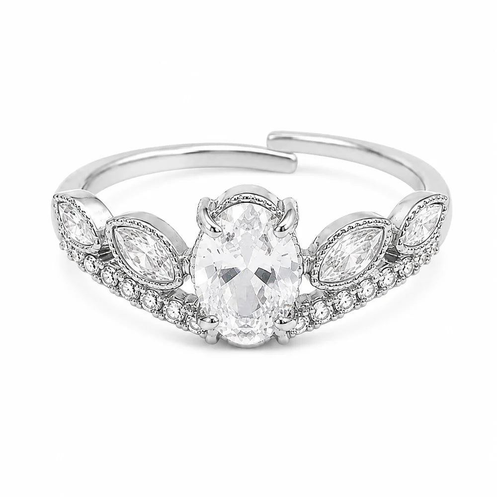 Diamond strass ring zilver