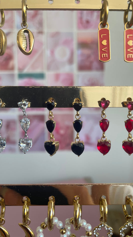 Diamantjes oorbellen zwart goud