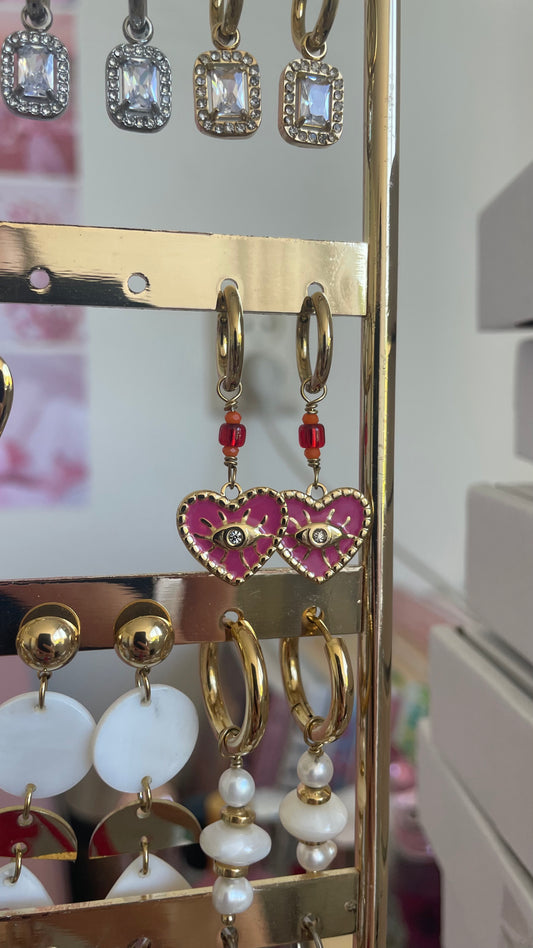 Roze hart oorbellen