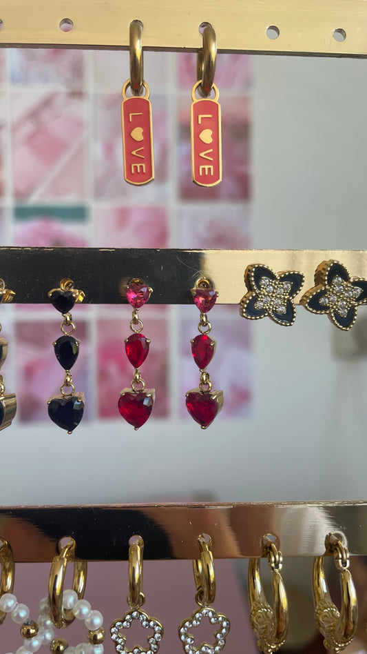 Diamantjes oorbellen rood goud