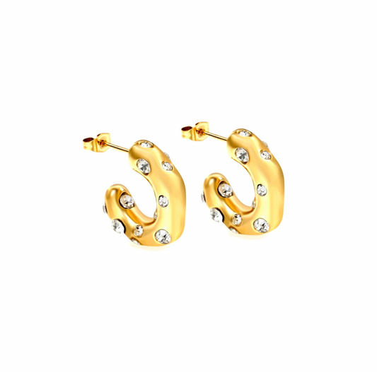 Mini chunky hoops glitter goud
