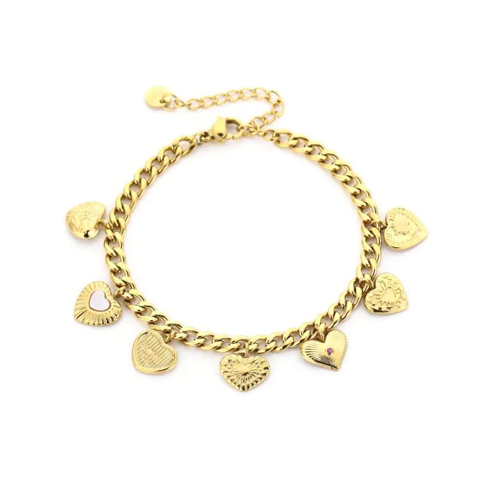 Bedelarmband hartjes goud