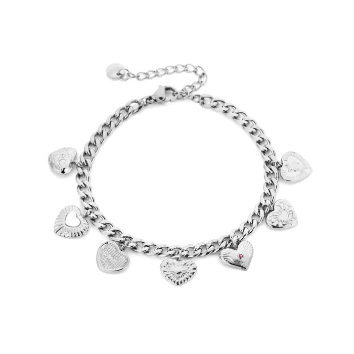 Bedelarmband hartjes zilver