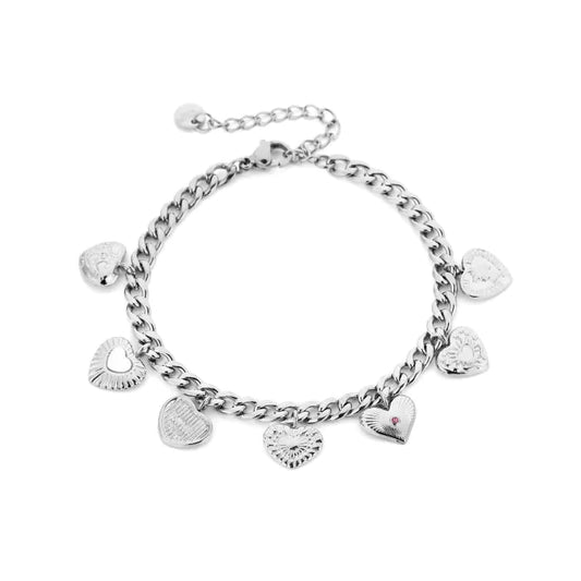 Bedelarmband hartjes zilver