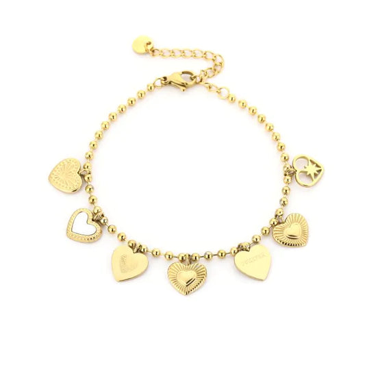 Bedelarmband hartjes 2.0 goud
