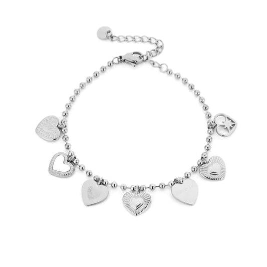Bedelarmband hartjes 2.0 zilver