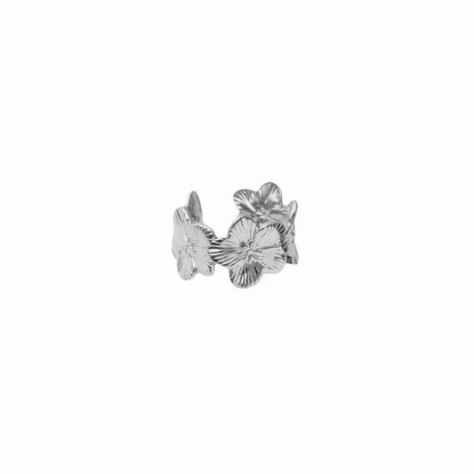 Bloem ring zilver