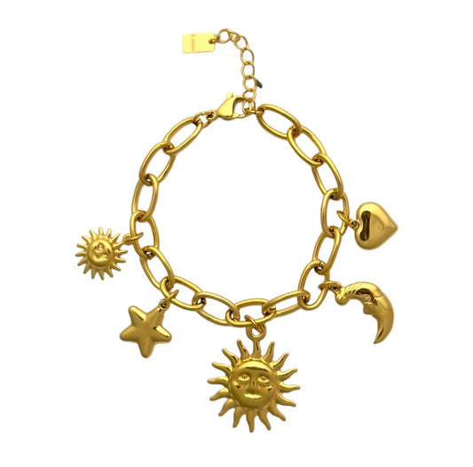 Bedelarmband zon goud