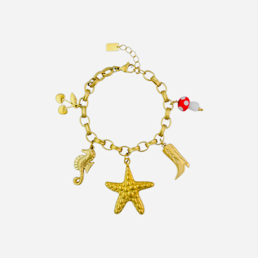 Chunky seastar armband goud