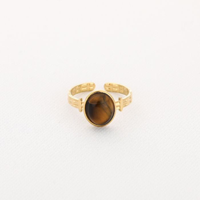 Ring mini oval goud bruin