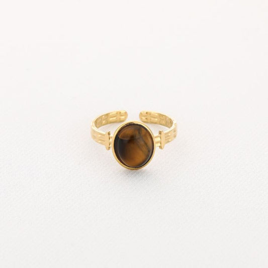 Ring mini oval goud bruin