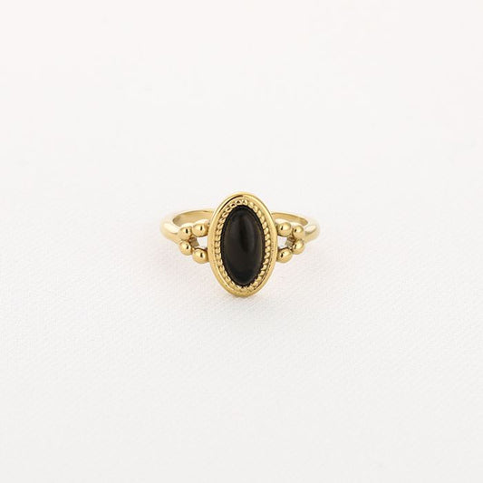 Ring deluxe oval goud zwart