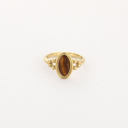 Ring deluxe oval goud bruin