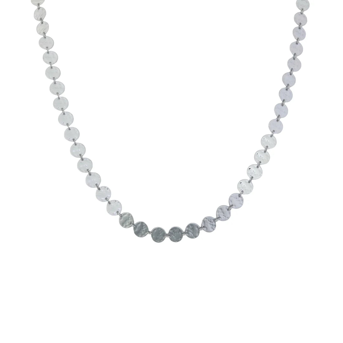 Platte muntjes ketting zilver