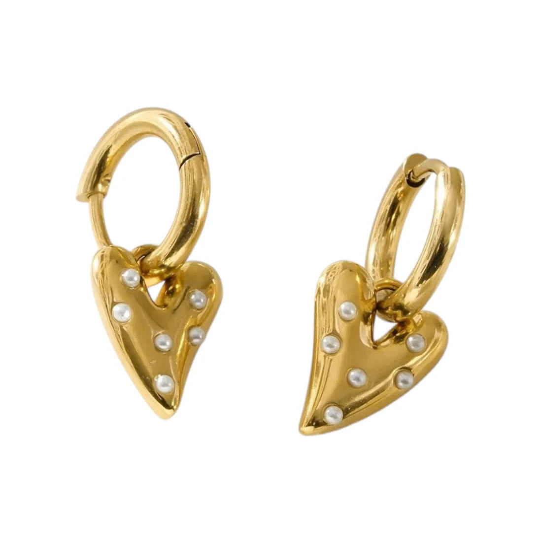 Parel hart oorbellen mini goud