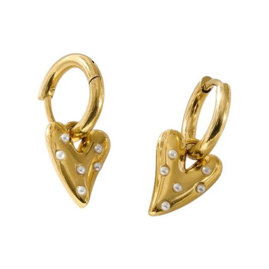 Parel hart oorbellen mini goud
