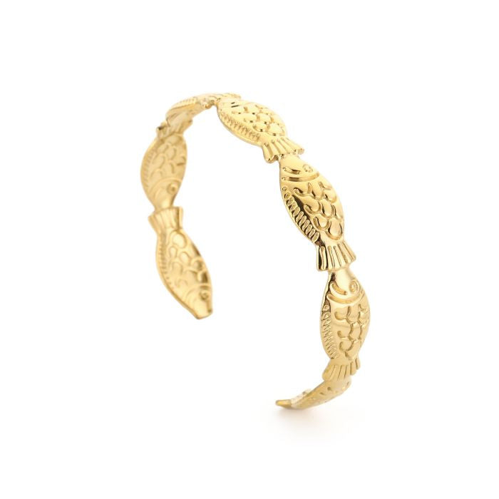 Vis bangle goud