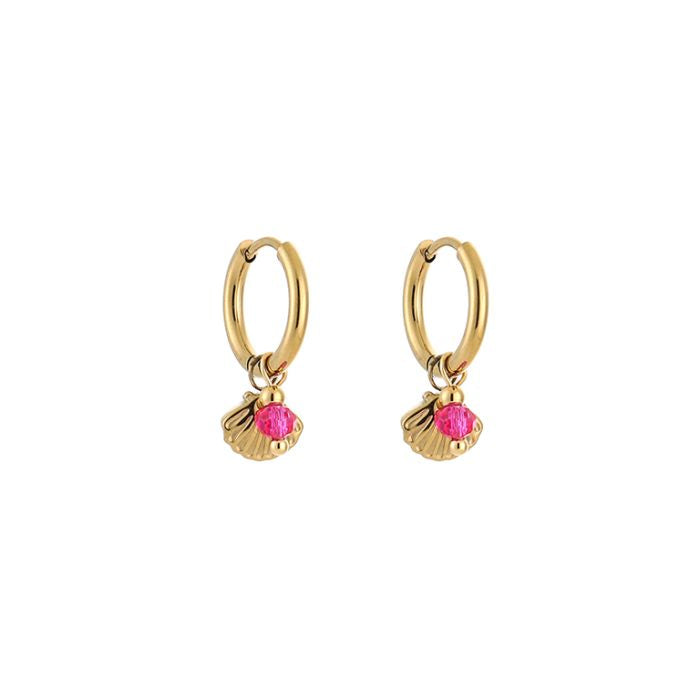 Mini schelp oorbellen roze goud