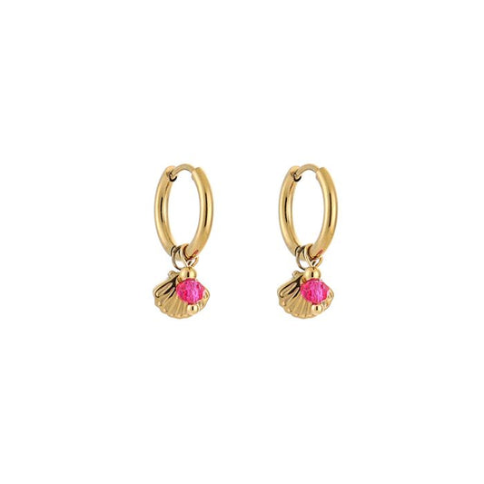 Mini schelp oorbellen roze goud