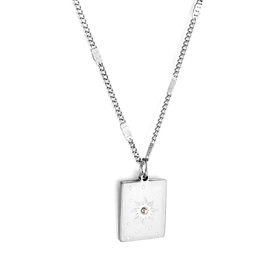 Star tag ketting zilver