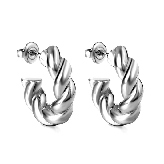 Chique twisted hoops zilver