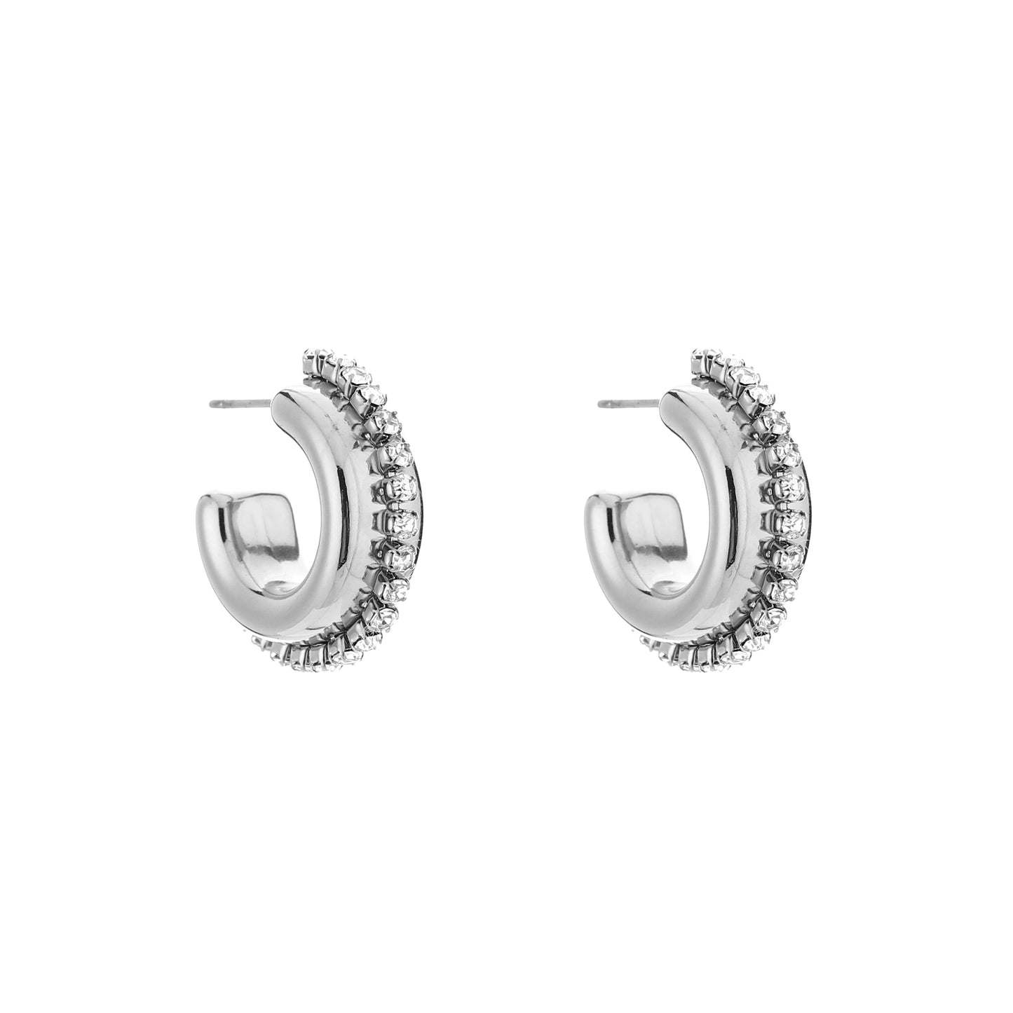Strass oorbellen zilver