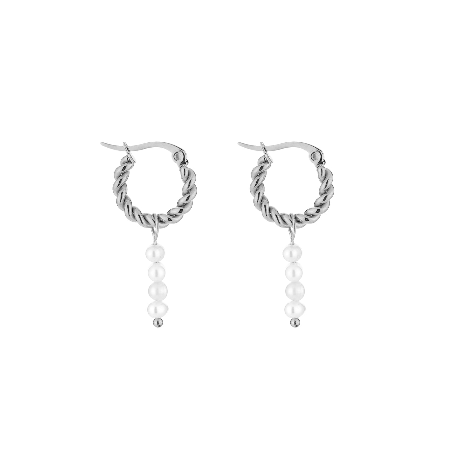 Twisted pearl oorbellen zilver