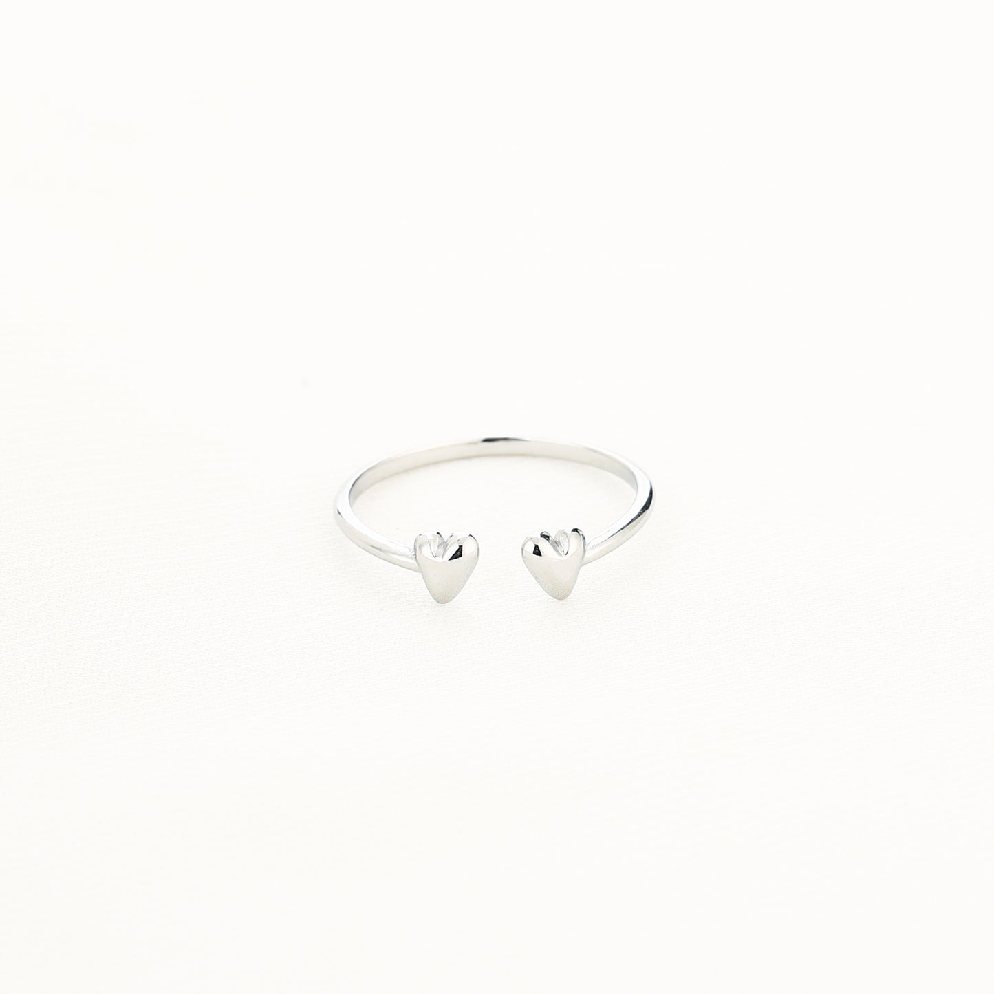 Two hearts ring zilver