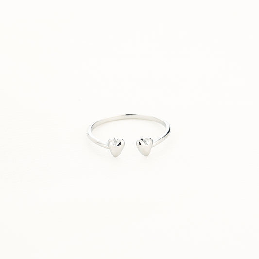 Two hearts ring zilver