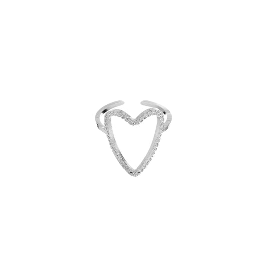 Groot hart ring zilver