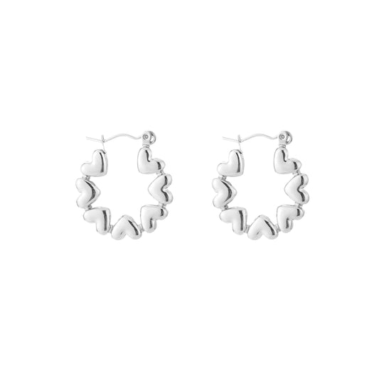 Hartjes hoops zilver