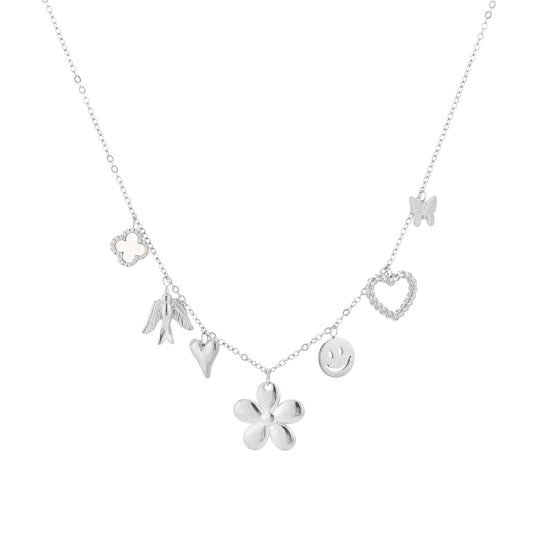 Bedelketting floral zilver