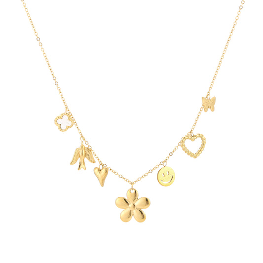 Bedelketting floral goud