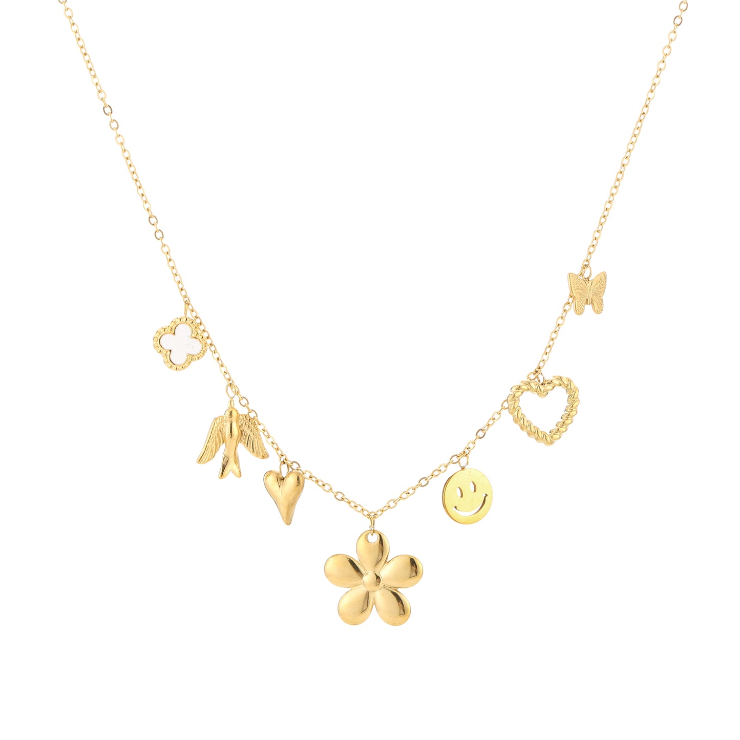 Bedelketting floral goud
