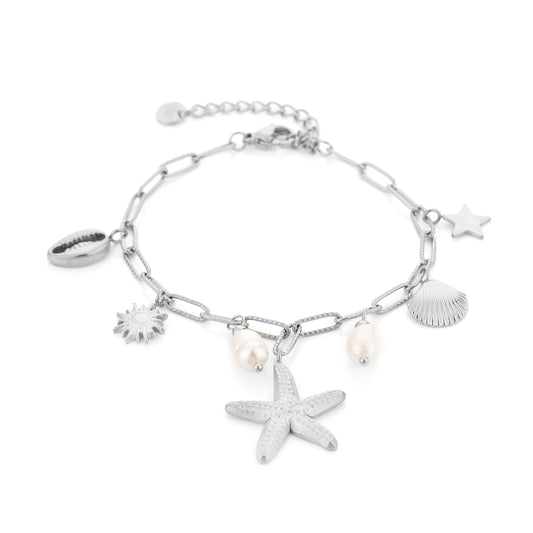 Bedelarmband beachy zilver