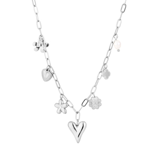 Spring bedel ketting zilver