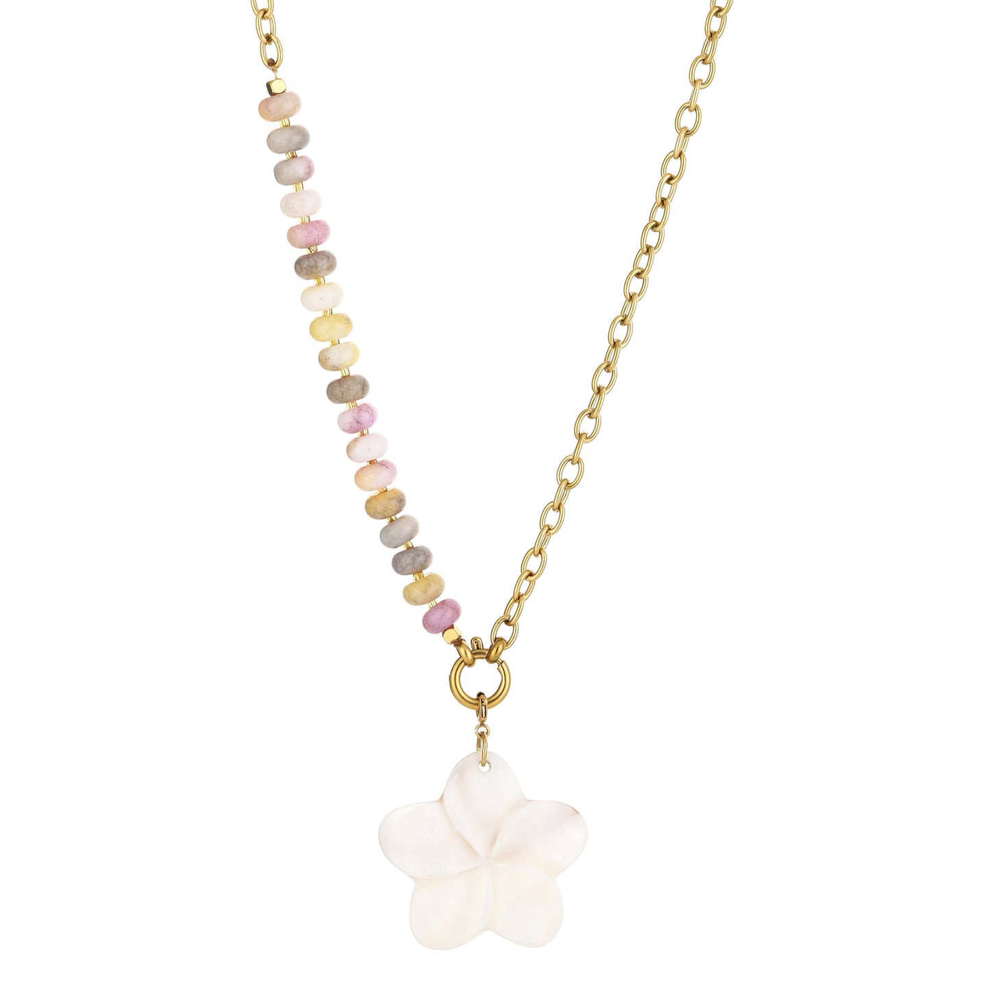 Bloem ketting beige